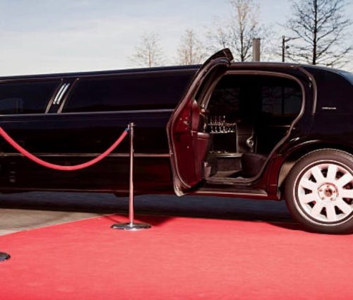 The Lincoln limo black opened up the the red carpet.