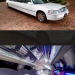 Collage of white Lincoln limousine