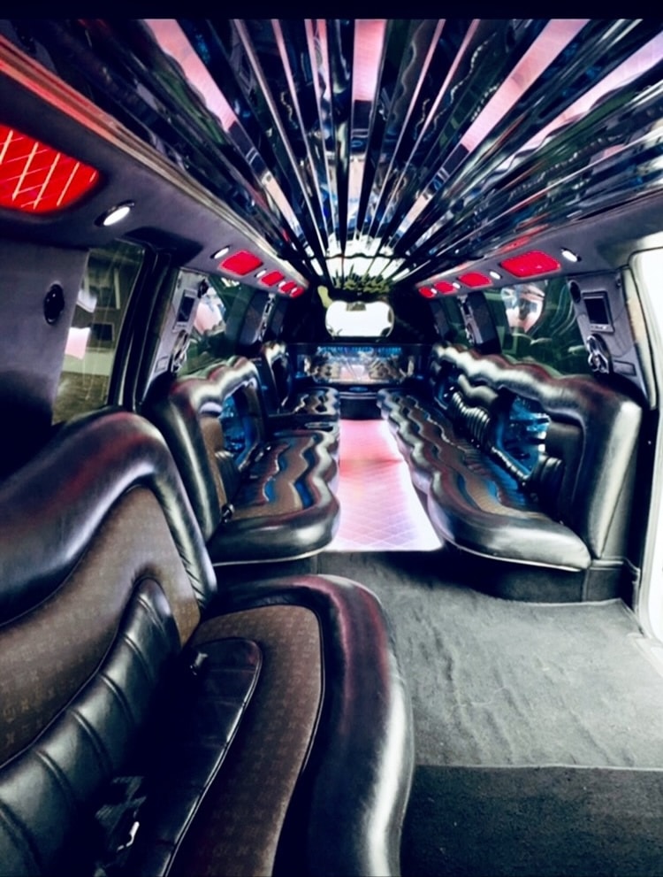Interior of the 18-passenger Hummer Limo